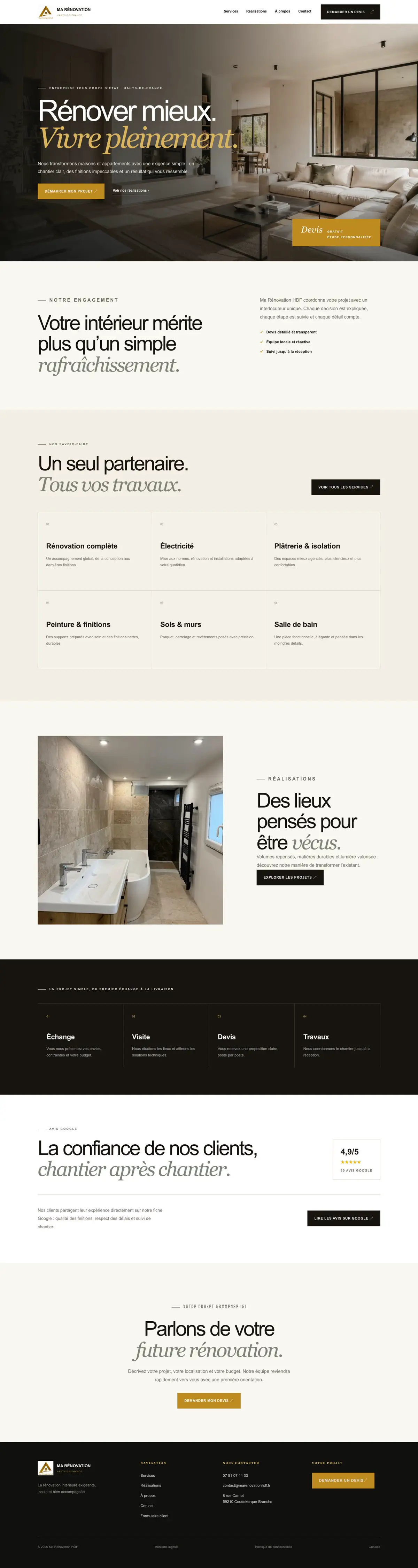 Page d'accueil de Ma Rénovation HDF sur ordinateur