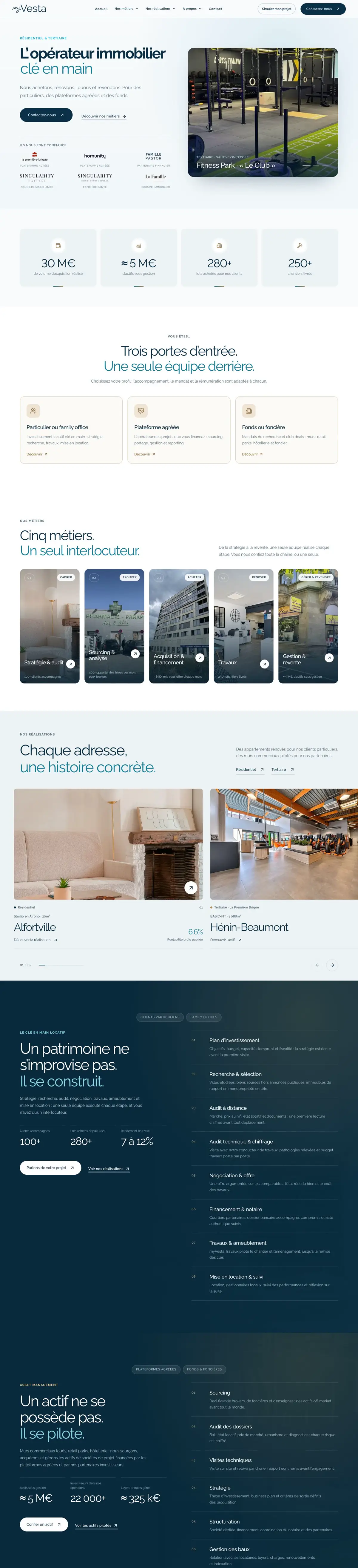 Page d'accueil de myVesta sur ordinateur