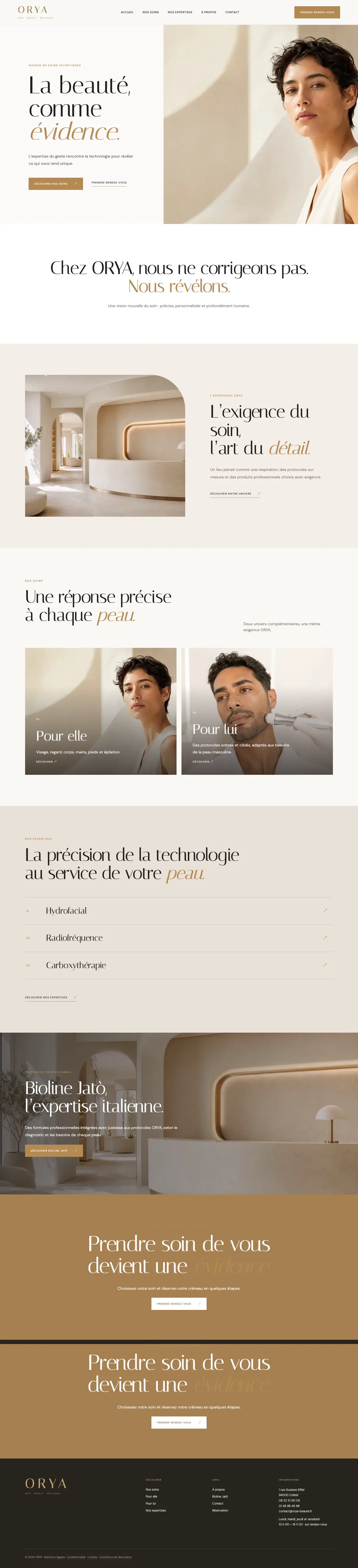 Page d'accueil de ORYA sur ordinateur